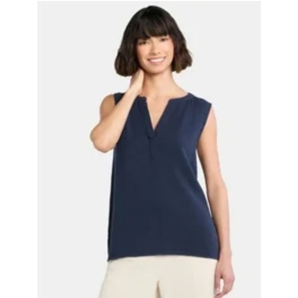 Talbots Navy Sleeveless V-neck Tunic Top